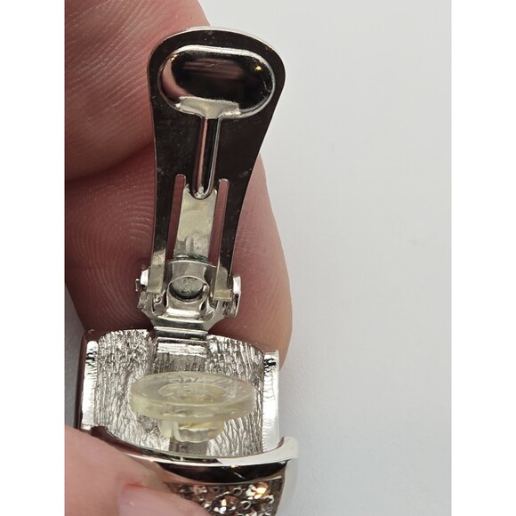 Vintage Christian Dior Signed Half Hoop Rhinestone Earrings, Perfect Condition - Picture 8 of 9